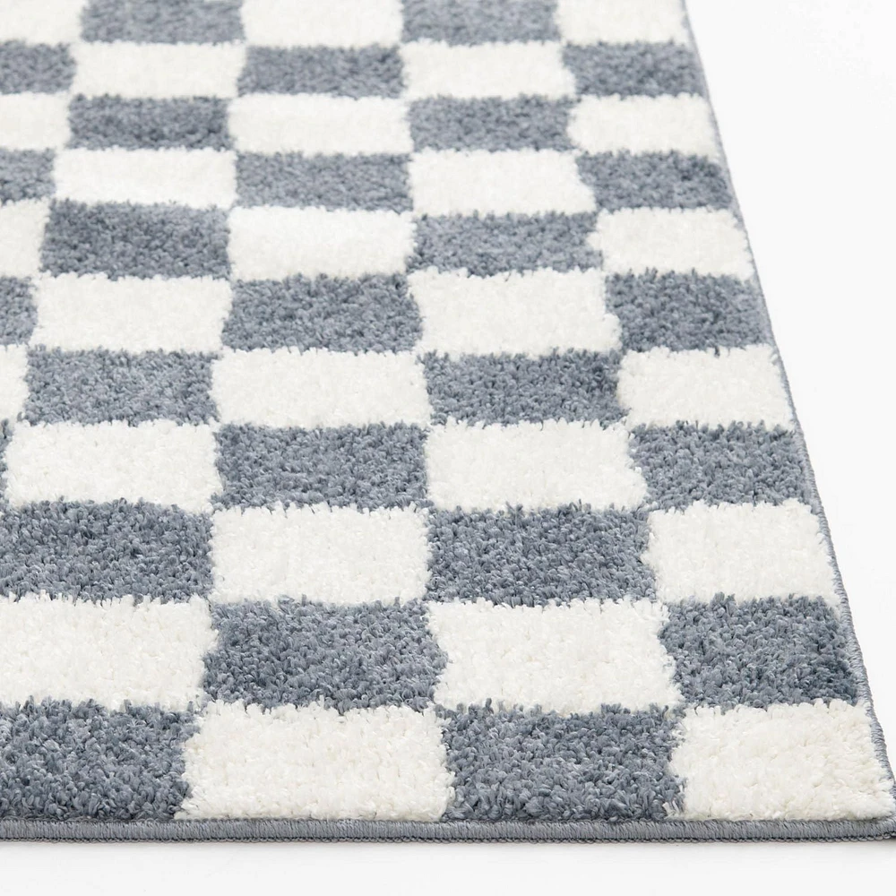 Rug Ease Checkerboard Blue and White area rug