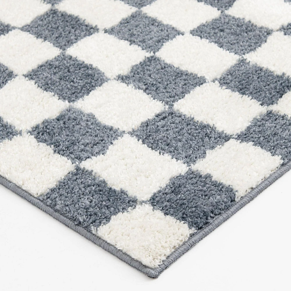 Rug Ease Checkerboard Blue and White area rug