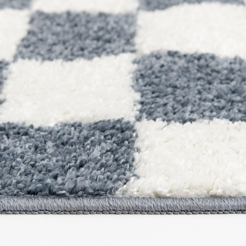 Rug Ease Checkerboard Blue and White area rug