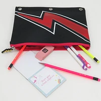 Pen + Gear Polyester Lightning bolt design binder zipper pouch, Black / Red, 7.75 in. x 9.75 in.