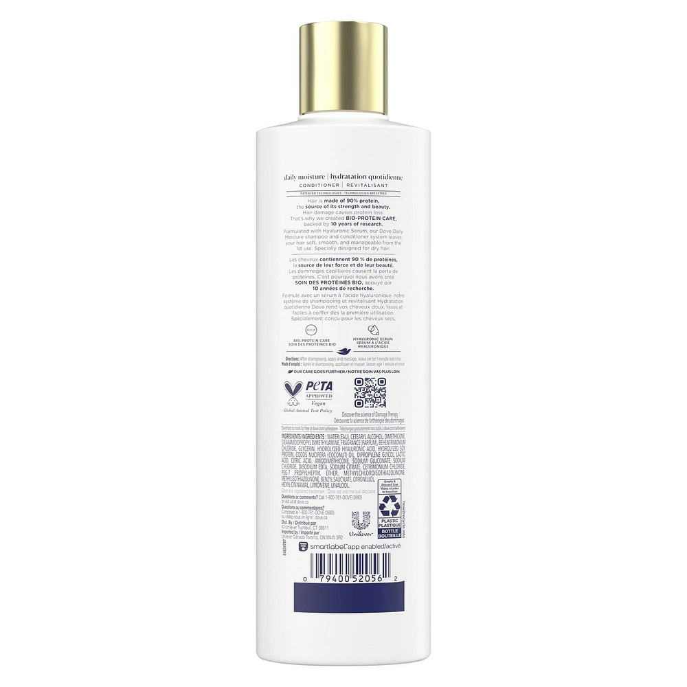 Dove Daily Moisture Conditioner for Dry Hair, with Liquid Bio-Protein and Hyaluronic Serum, 355mL, 355mL