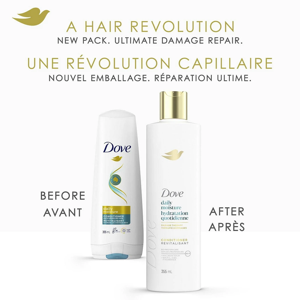 Dove Daily Moisture Conditioner for Dry Hair, with Liquid Bio-Protein and Hyaluronic Serum, 355mL, 355mL