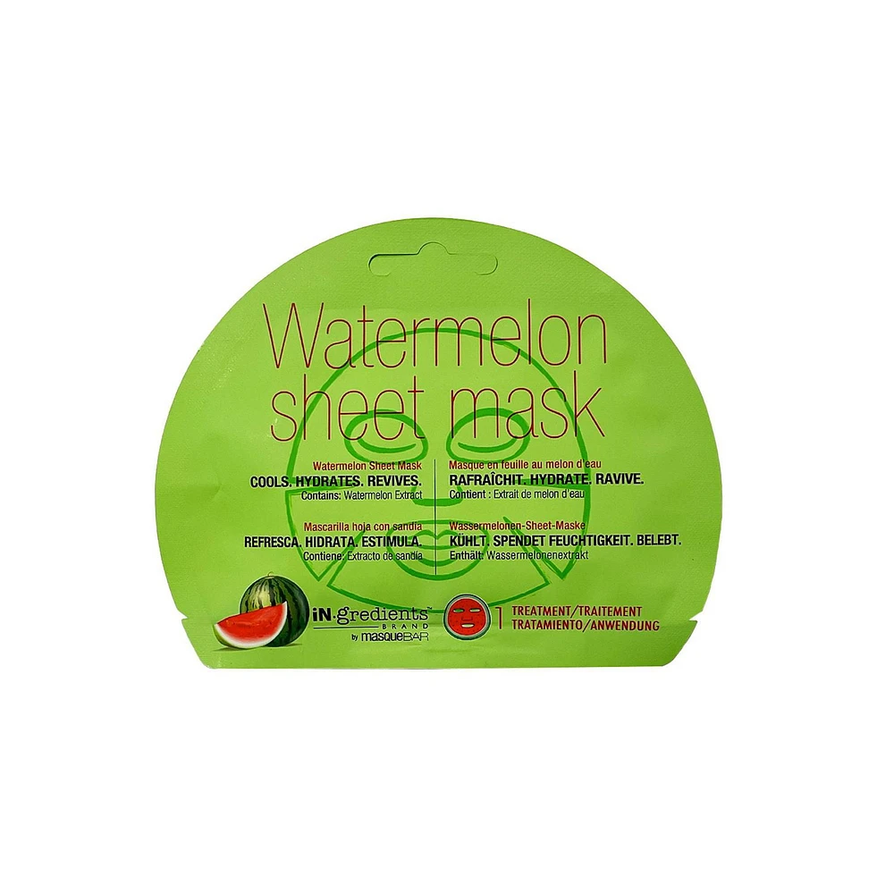 iN.gredients Watermelon Sheet Mask, Hydrating Watermelon Printed Sheet Mask, 21ml, Cools and Hydrates