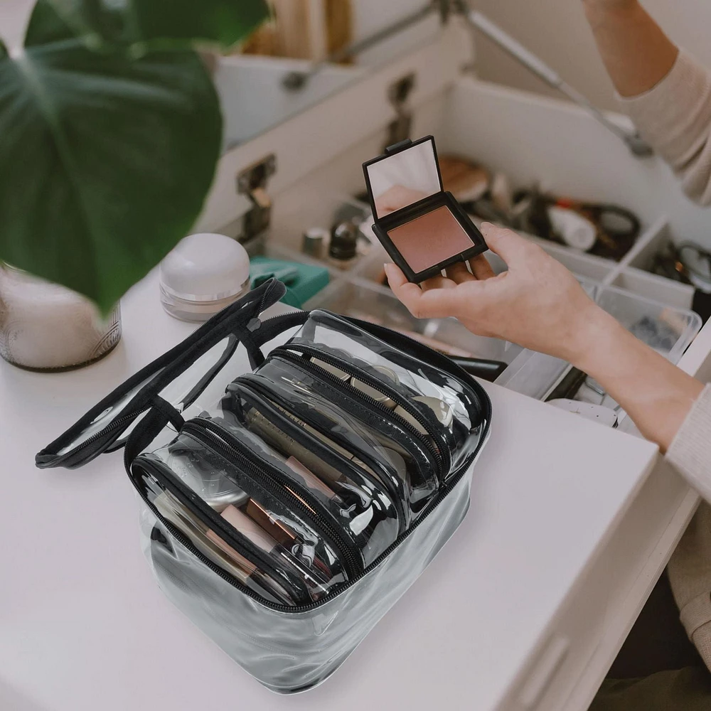 Equate Beauty cosmetic bag - 4-Piece Clear Set, 4-piece cosmetic bag set.