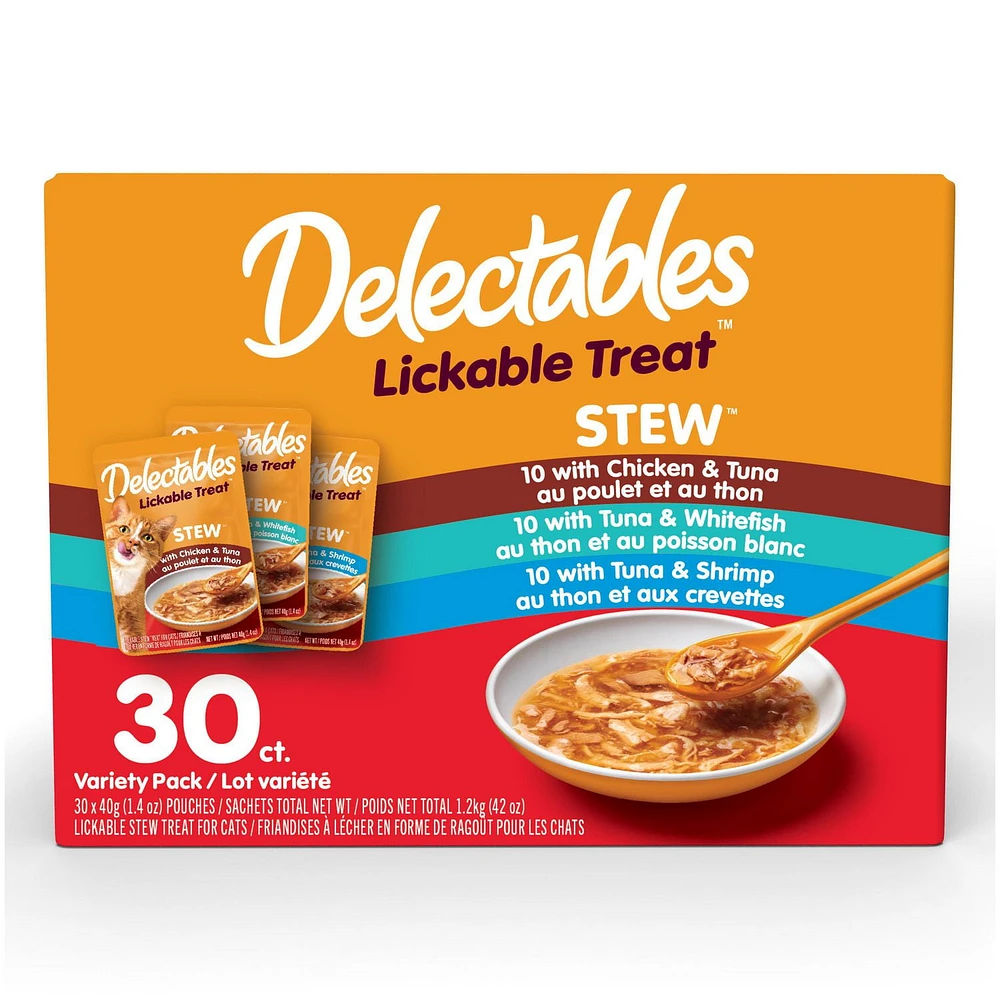 Lot de friandises pour chat Delectables Lickable Stew 30x40g (paquet de 30 variétés)