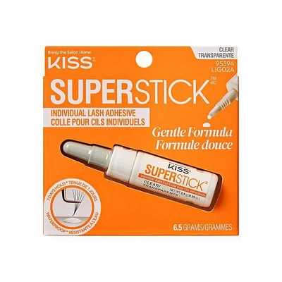 KISS Super Colle à faux cils en faisceaux individuels - Poids net 6,5 g (0,23 oz) - Transparent KISS adhésif pour faisceaux de cils