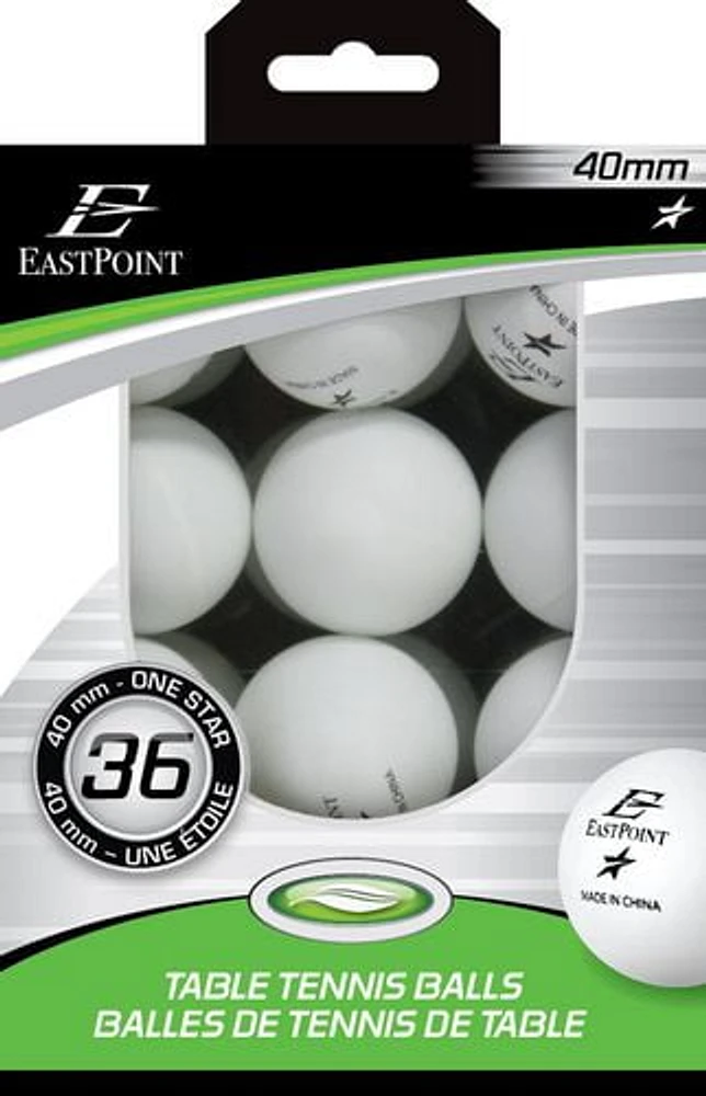 EastPoint Sports 40mm 1 Star White Table Tennis Balls, 36 table tennis balls