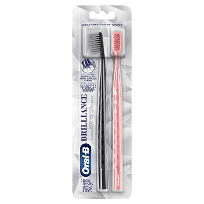 Oral-B Brilliance Whitening Toothbrush, Extra Soft, Colors May Vary, 2CT