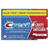 Dentifrice Crest Plus Protection anticarie, dentifrice régulier, 3 x 125 mL