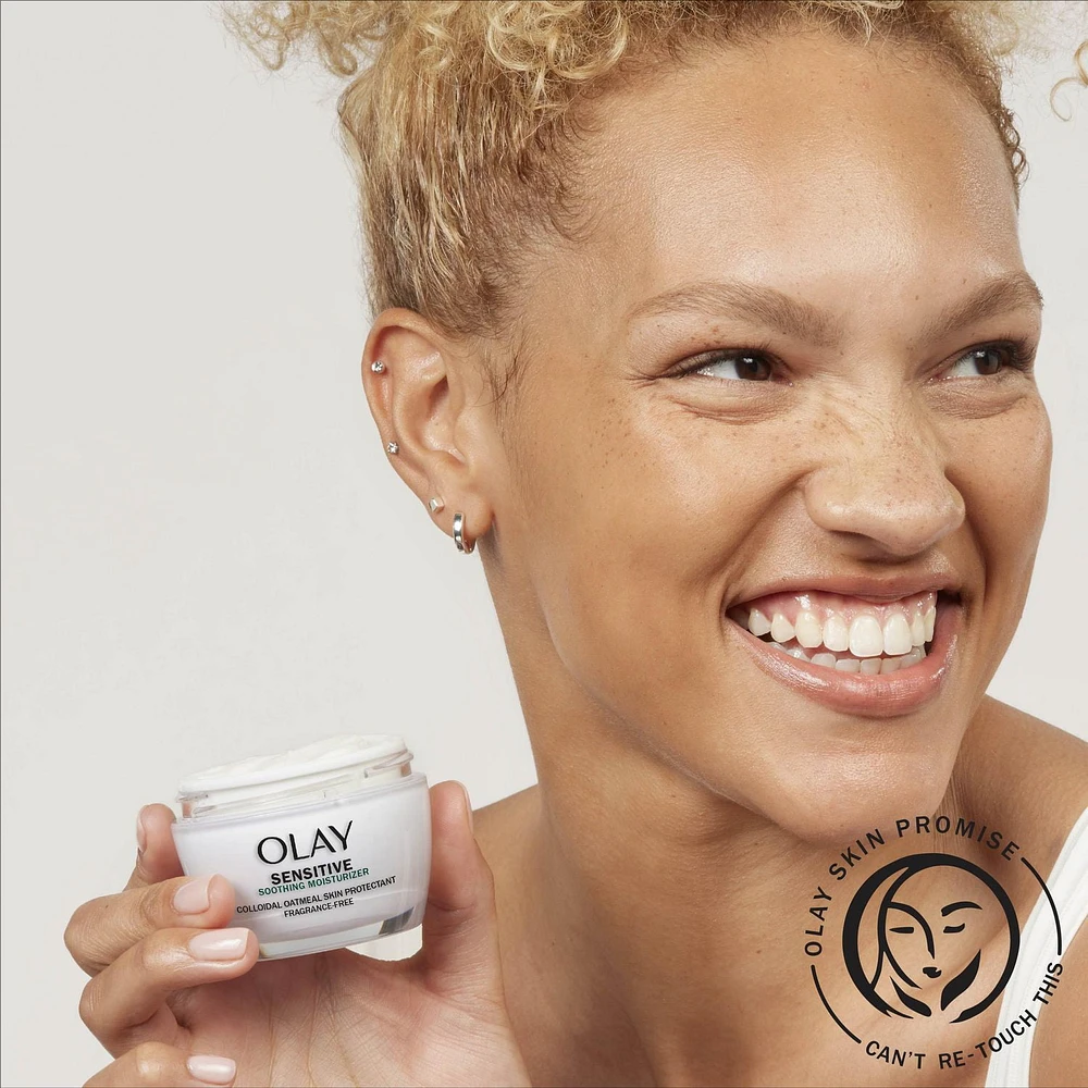 Olay Sensitive Face Moisturizer Cream  Fragrance Free Soothing Skin Care Treatment with Colloidal Oatmeal, 50ML