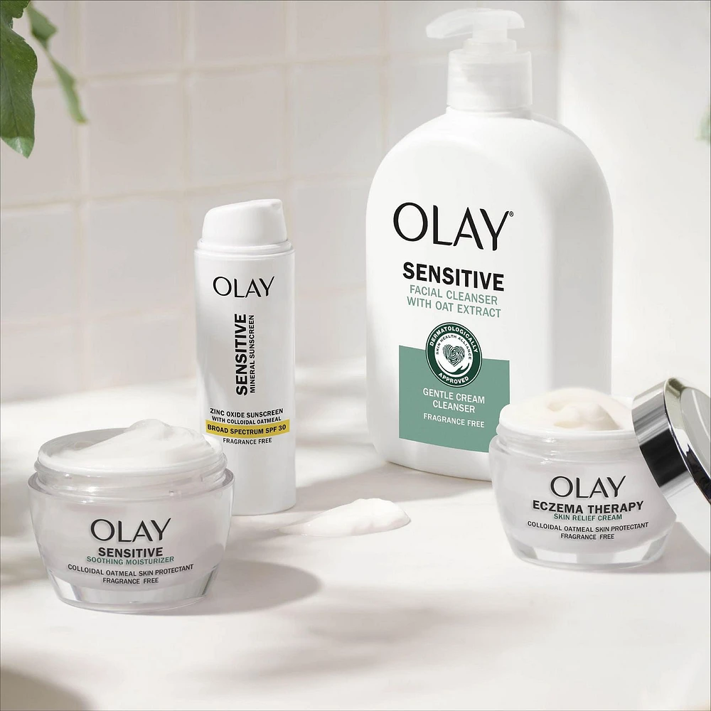 Olay Sensitive Face Moisturizer Cream  Fragrance Free Soothing Skin Care Treatment with Colloidal Oatmeal, 50ML