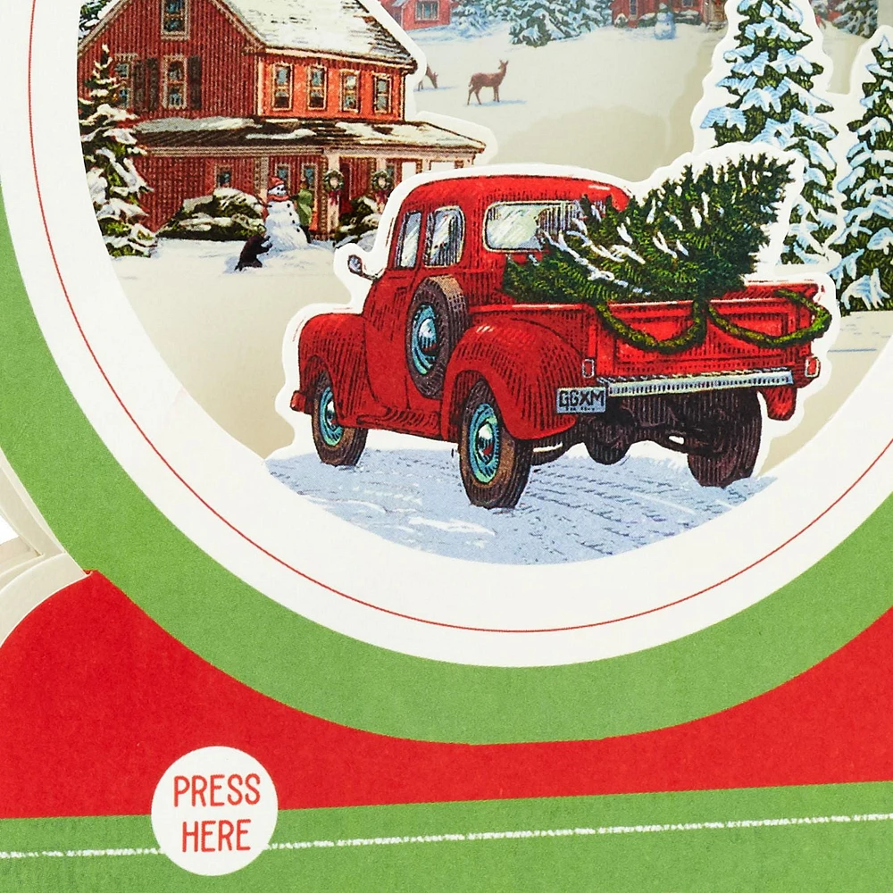 Hallmark Paper Wonder Musical Pop Up Christmas Card (Red Truck Snow Globe, Plays We Wish You a Merry Christmas)