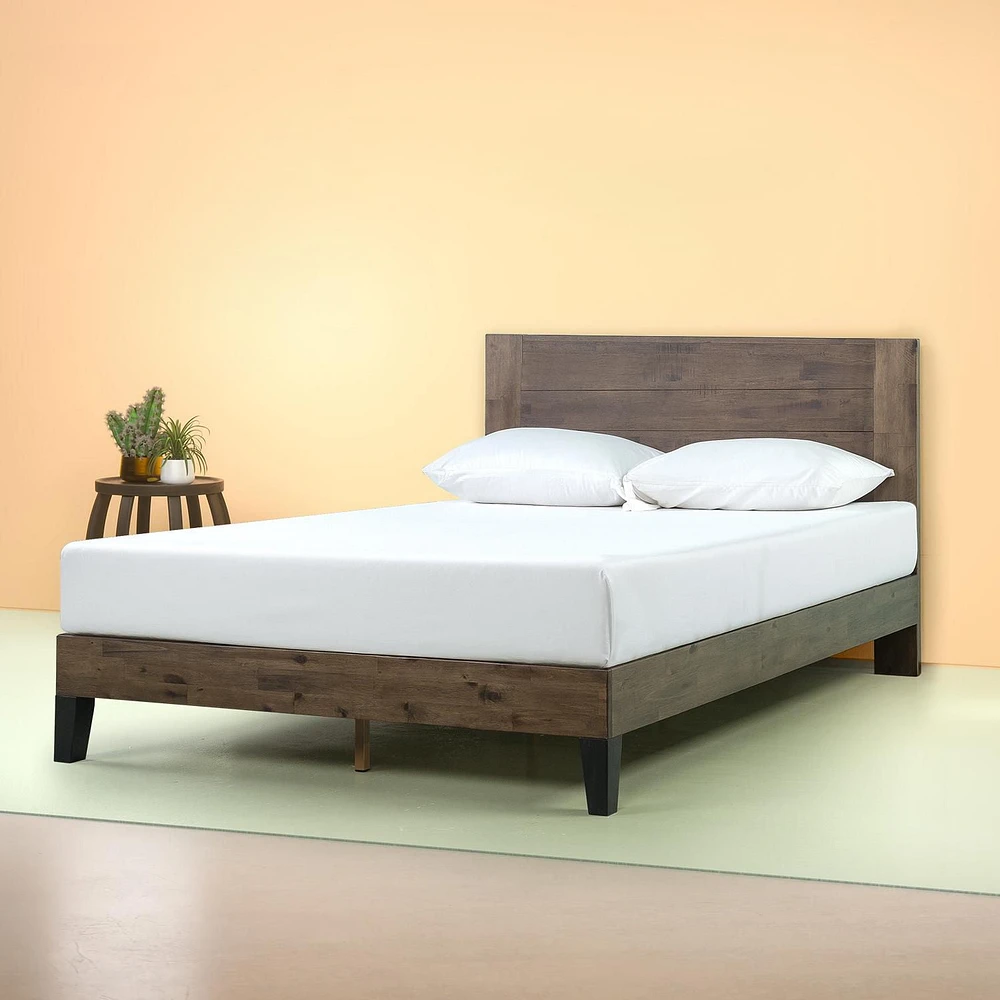 Zinus Tonja Platform Bed / Mattress Foundation / Box Spring Replacement / Brown Bed