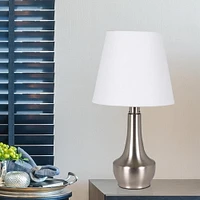 hometrends 14.25-inch Metal Brushed Nickel Accent Lamp with White Shade