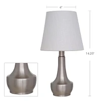 hometrends 14.25-inch Metal Brushed Nickel Accent Lamp with White Shade