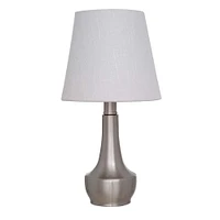 hometrends 14.25-inch Metal Brushed Nickel Accent Lamp with White Shade