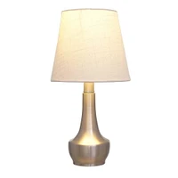 hometrends 14.25-inch Metal Brushed Nickel Accent Lamp with White Shade