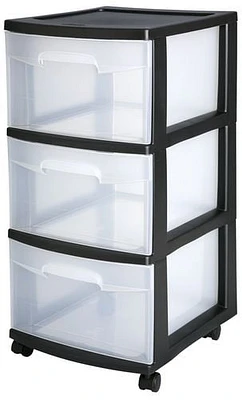 Sterilite 3 Drawer Black Medium Cart, 1 unit, Black