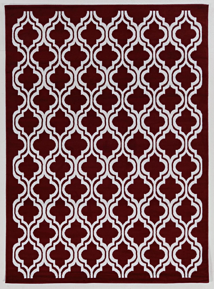 Capri Quatrefoil Red & Cream 6' 5" x 9' 3" Area Rug