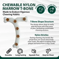 Sporn Durable T-Bone Marrow Dog Chew Bones for Aggressive Chewers, Jerky Flavor, Small, Small