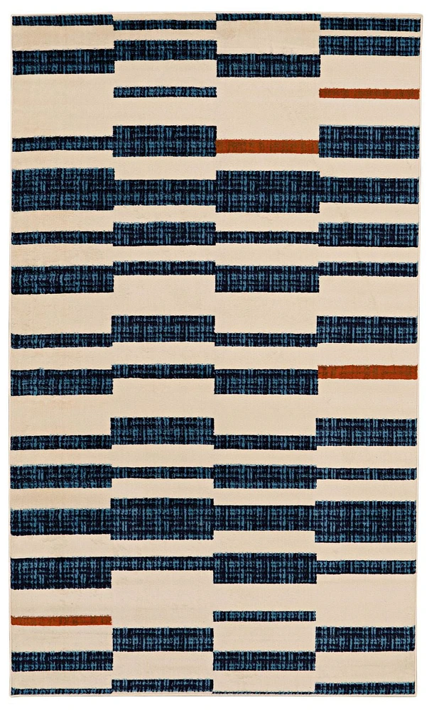 Capri Leslie Bone & Blue 4' 3" x 7' 3" Area Rug