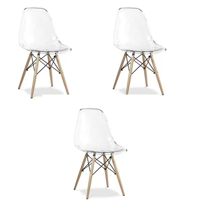 Heavenly Collection Clear Wood Chair SET OF 3