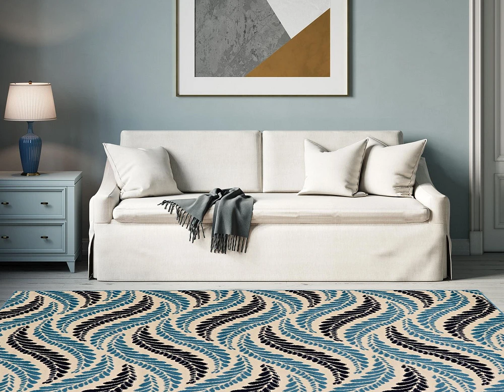 Capri Bridger Bone & Blue 4' 3" x 7' 3" Area Rug