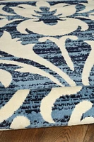 Capri Damask Blue & Bone 4' 3" x 7' 3" Area Rug