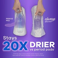 Serviettes d’incontinence et de post-partum Always Discreet, régulières, degré d’absorption modéré, pour femmes, 66serviettes 66CT
