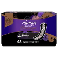 Always Discreet Boutique Incontinence Pads, for Bladder Leaks, Moderate Absorbency, Regular Length