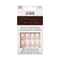 KISS Classy - Faux ongles - Joueurs - Blanc - Ovale - Court - 28 pièces Faux ongles KISS Classy
