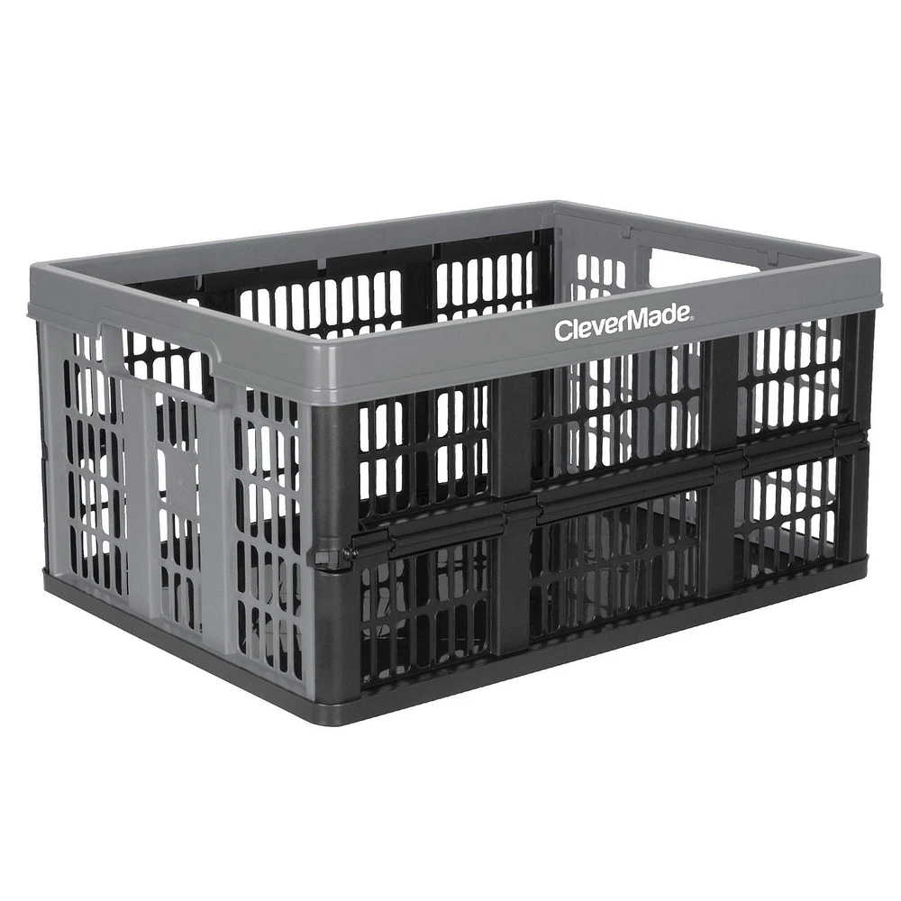 CleverMade Collapsible Grated Utility Crate, 8 Gal, Stackable Grated Utility Crate