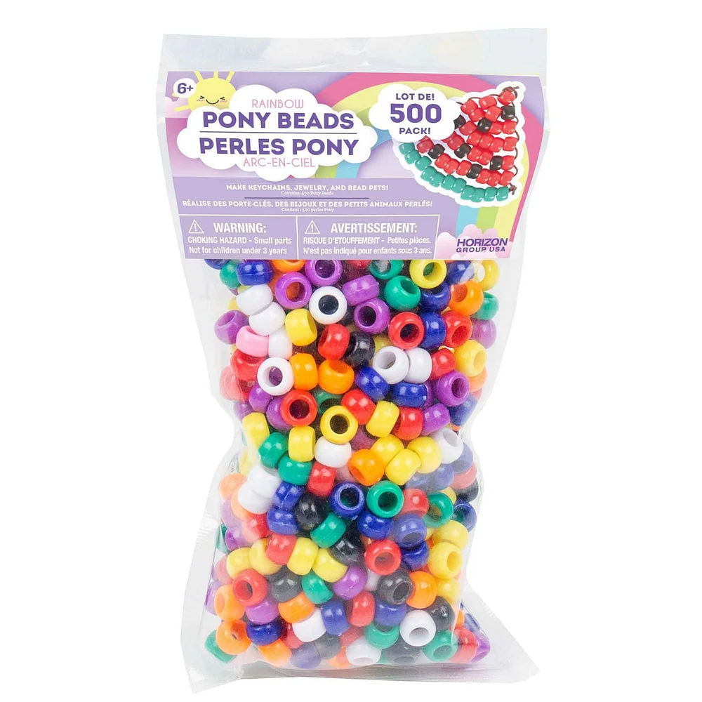 Horizon Group USA Rainbow Pony Beads, 500-Pack, Rainbow pony beads