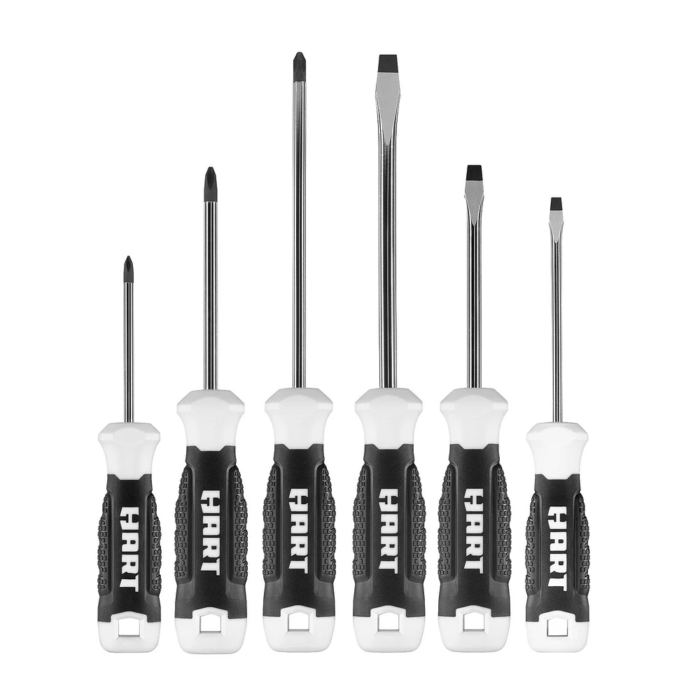 HART 6-Piece Screwdriver Set with Comfort Grip Handle, Limited Lifetime Warranty