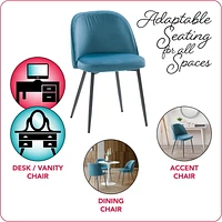 Ensemble de table à manger ronde moderne en marbre blanc CorLiving Ivo 4 pièces avec chaises rembourrées en velours pour 3 personnes - Table à manger et chaises compactes 4 pièces - Ensemble table et chaises pour appartements