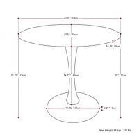Ensemble de table à manger ronde moderne en marbre blanc CorLiving Ivo 4 pièces avec chaises rembourrées en velours pour 3 personnes - Table à manger et chaises compactes 4 pièces - Ensemble table et chaises pour appartements
