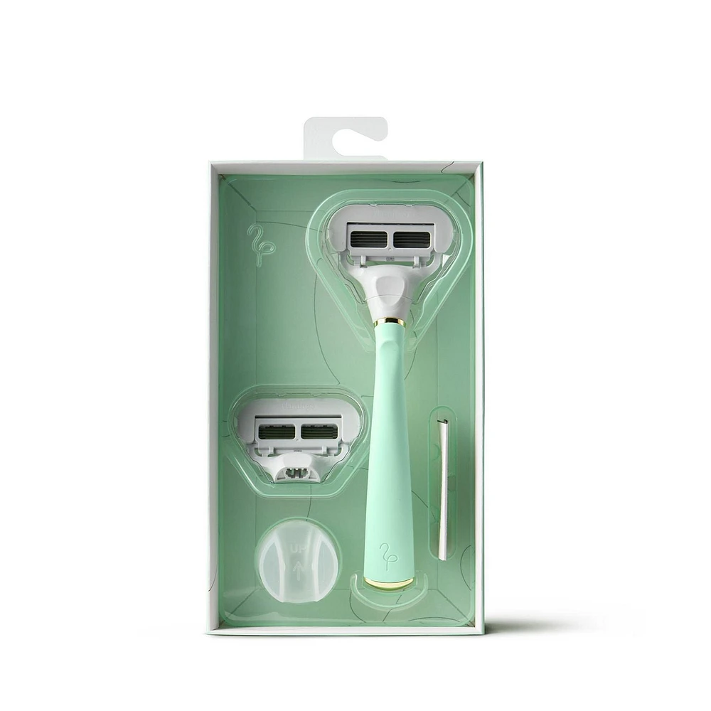 Flamingo Women's 5-blade Razor with Replacement Blade Cartridge - Mint, Women's 5-blade Razor