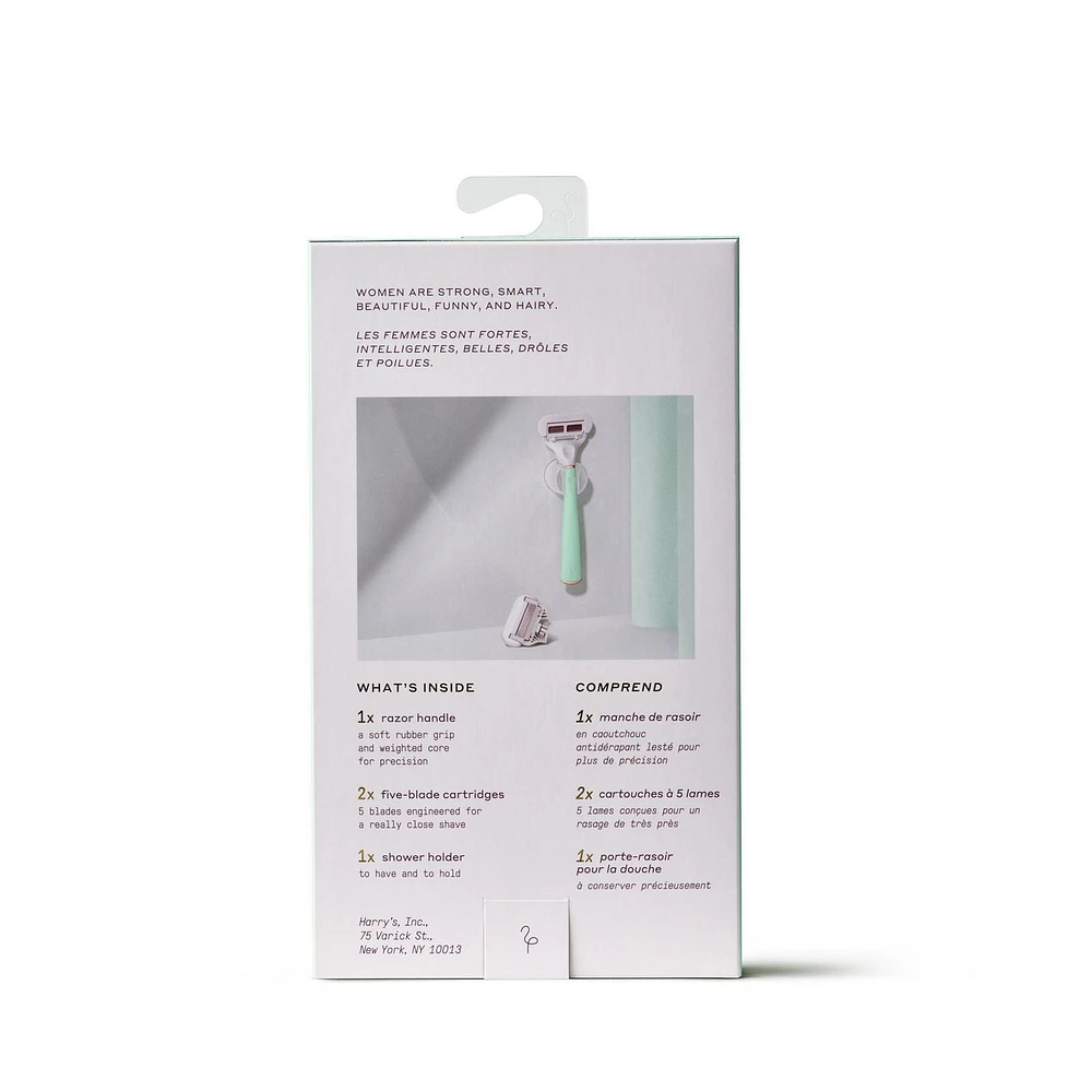 Flamingo Women's 5-blade Razor with Replacement Blade Cartridge - Mint, Women's 5-blade Razor