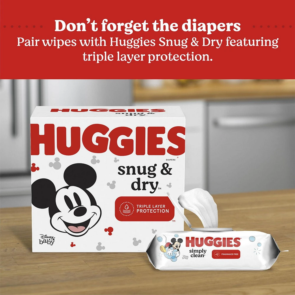 Huggies Simply Clean Baby Wipes, UNSCENTED, 1 Flip Top Pack, 64 Wipes, 64 Wipes