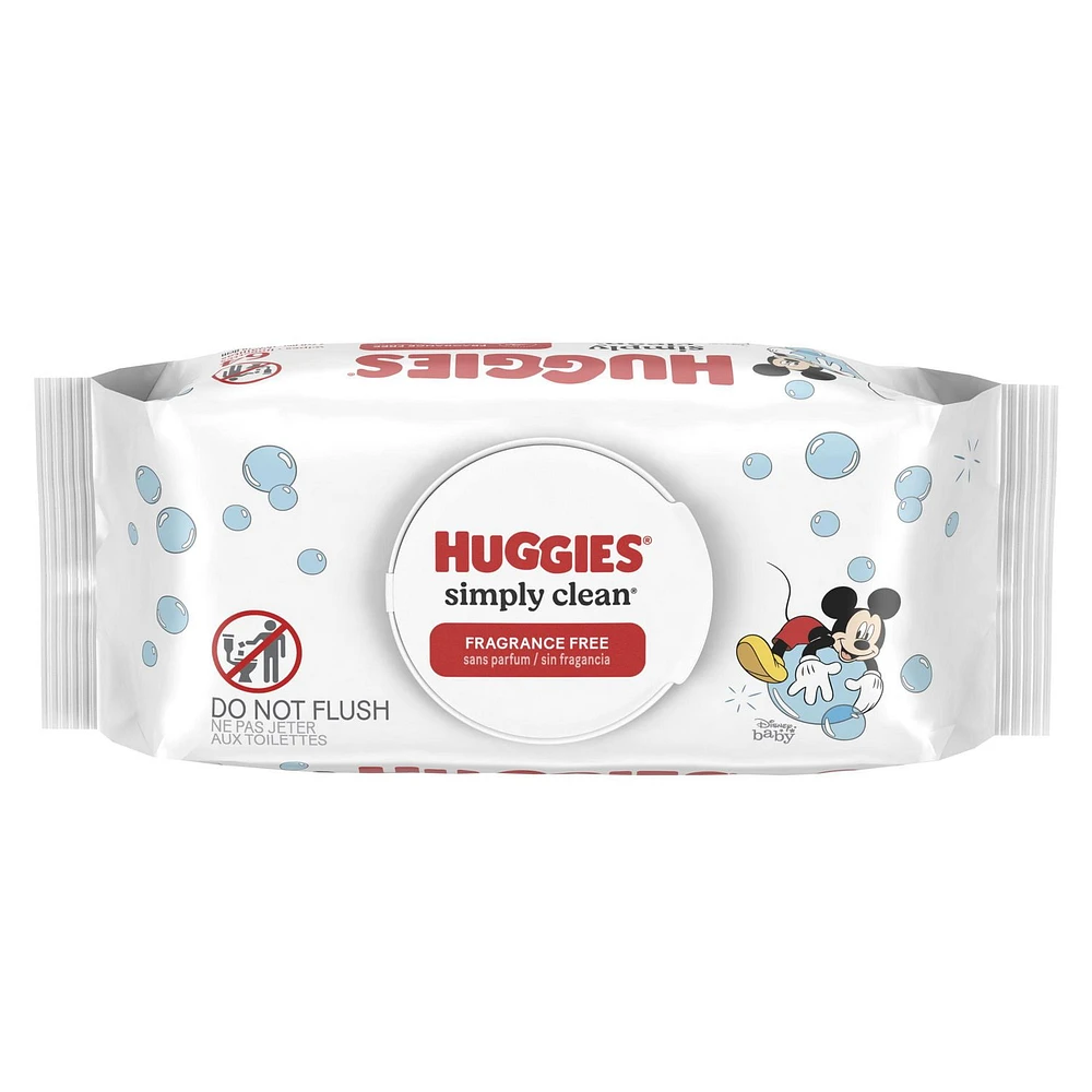 Huggies Simply Clean Baby Wipes, UNSCENTED, 1 Flip Top Pack, 64 Wipes, 64 Wipes