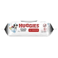 Huggies Simply Clean Baby Wipes, UNSCENTED, 1 Flip Top Pack, 64 Wipes, 64 Wipes