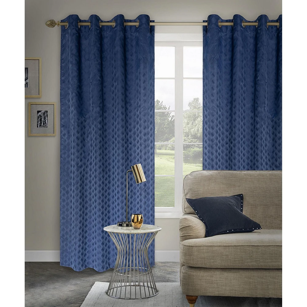 Safdie & Co. Curtain 84L Jacquard Brayden Navy