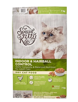 Nourriture sèche Special Kitty pour chats avec formule pour l'intérieur et contrôle des boules de poils 3,2 kg