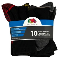 Fruit of the Loom Boys Crew Socks 10 Pack