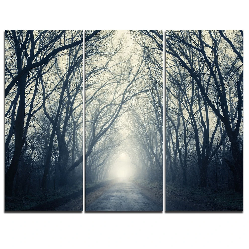 Design Art Dark Autumn Forest in Fog Modern Photography Canvas Print