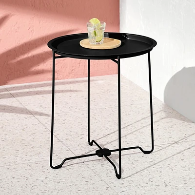 Mainstays Patio Tray Top Side Table, Space-saving design