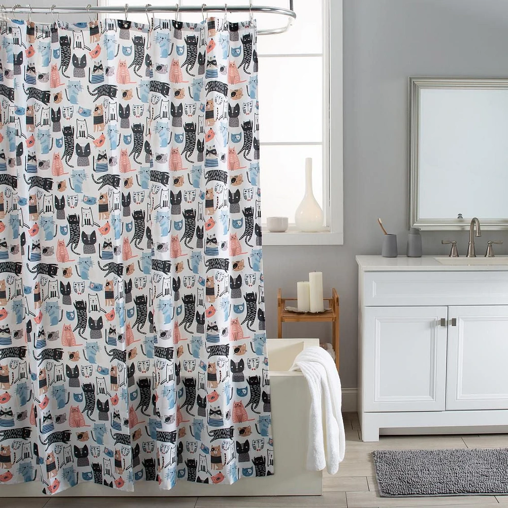 MODA CATS FABRIC SHOWER CURTAIN