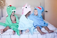 ZOOCCHINI - Toddler, Kids Plush Terry Hooded Bath Towel - Swim Towel - Devin the Dinosaur