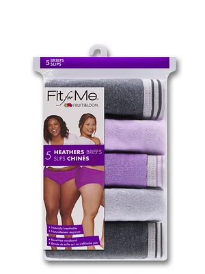 Women's Plus Fit for Me Assorted Heather Brief Underwear, 5 Pack; Sizes 9-13