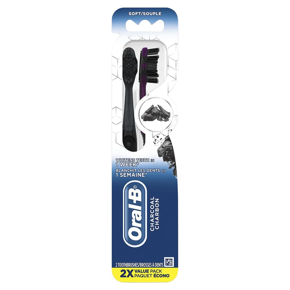 Oral-B Charcoal Toothbrush, Soft, 2 count